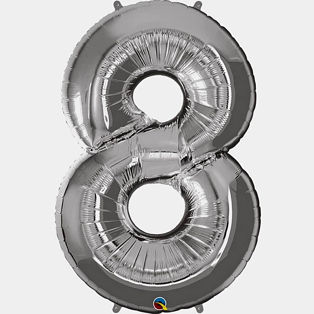 Silver Number Eight Helium Balloon -5340 view 1