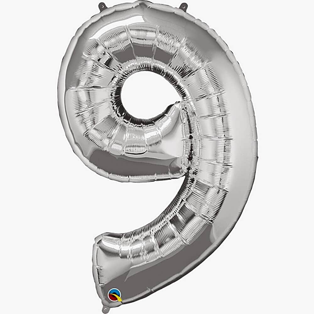 Silver Number Nine Helium Balloon -5336 view 1