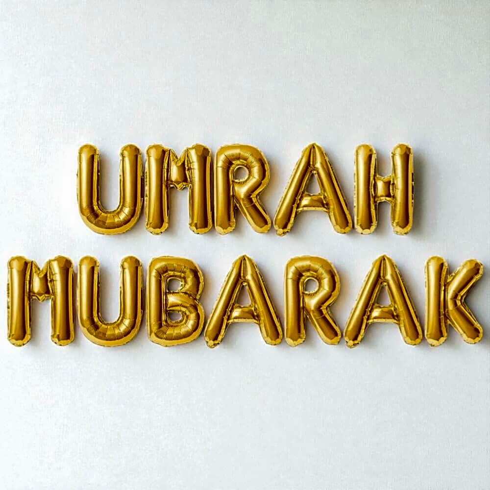 Umrah Mubarak foil balloons view 1