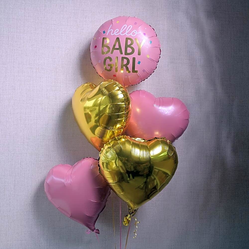 Pink Gold Hello Baby Girl Balloon Set 7018 view 1