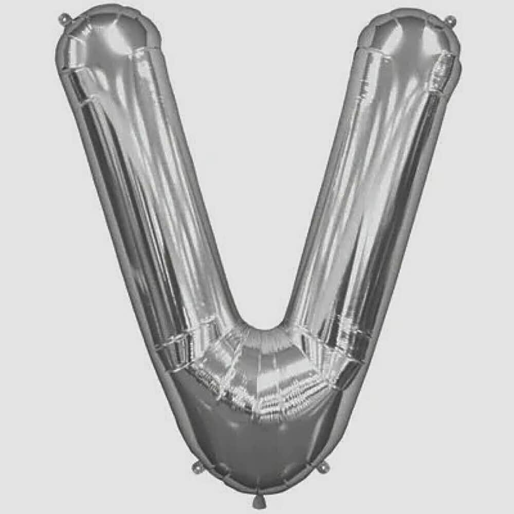 Letter V Silver Foil Balloon - 5286 view 1