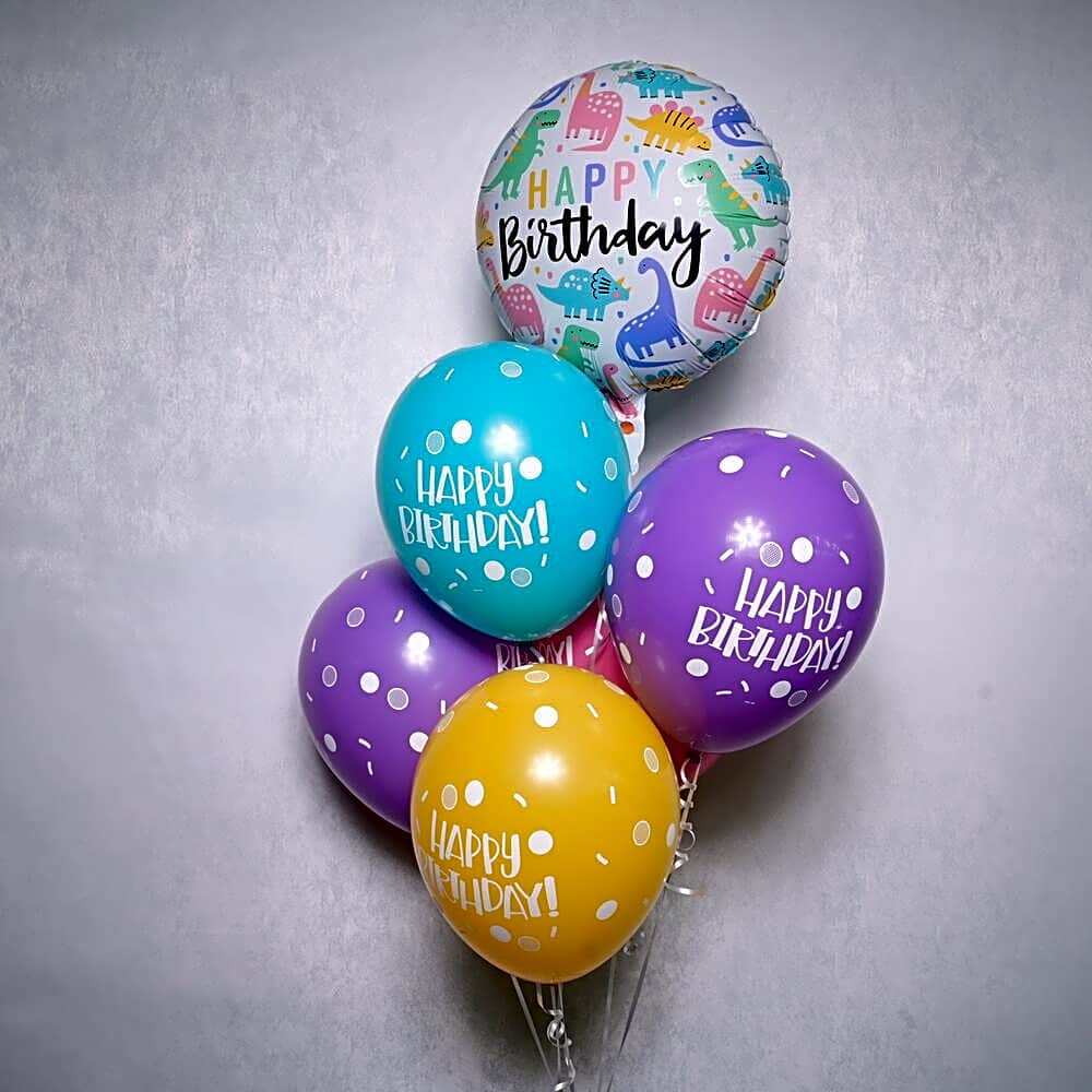 6 Colorful Birthday Latex Balloons 1 Foil Balloon - 5721 view 1