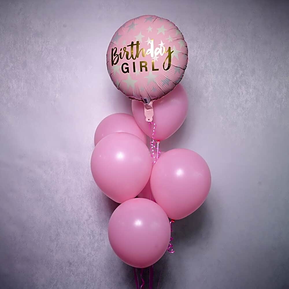 6 Pink Latex 1 Birthday Girl Balloon - 5715 view 1