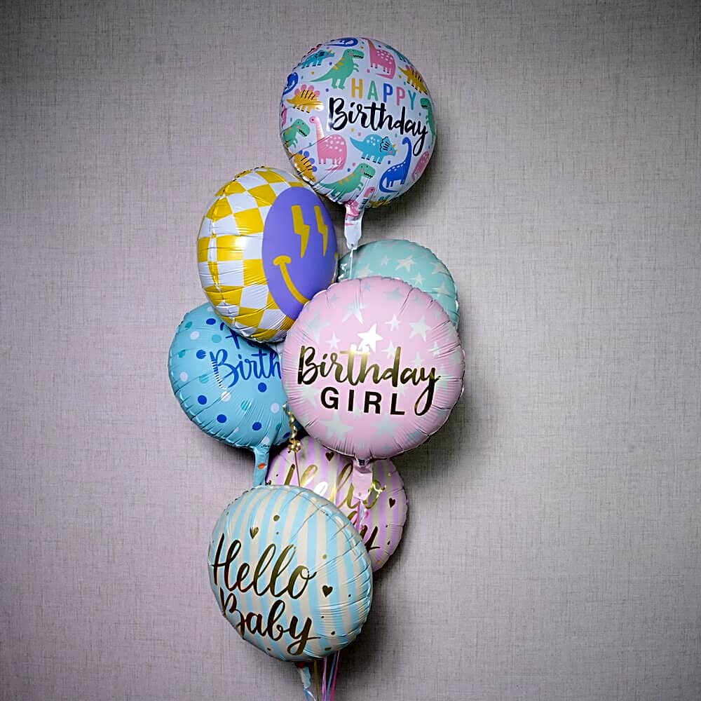 9 Mixed Foil Birthday Balloons - 5728 view 1