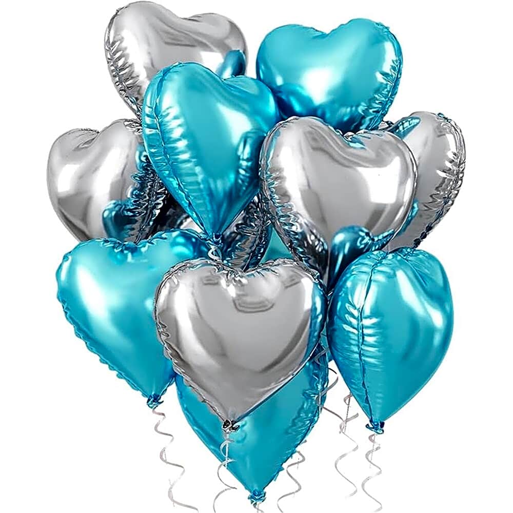 11 Multicolored Heart Shaped Foil Balloons 6 - 5750 view 1