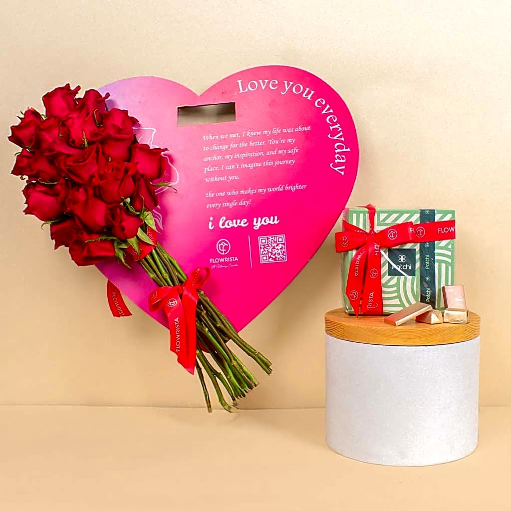 Patchi Chocolate & 15 Red flower Heart view 1