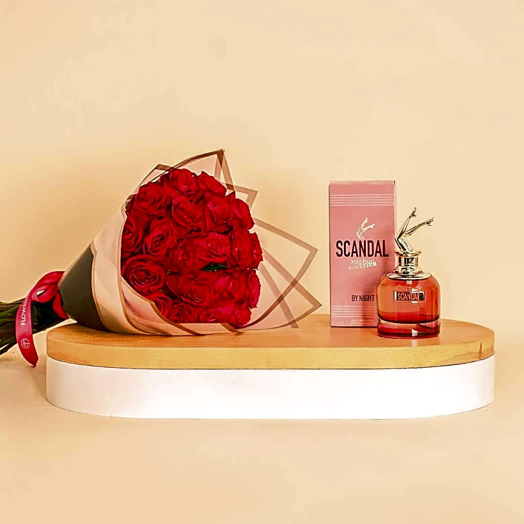 Scandal By Night with 20 Red Roses Hand Bouquet view 1