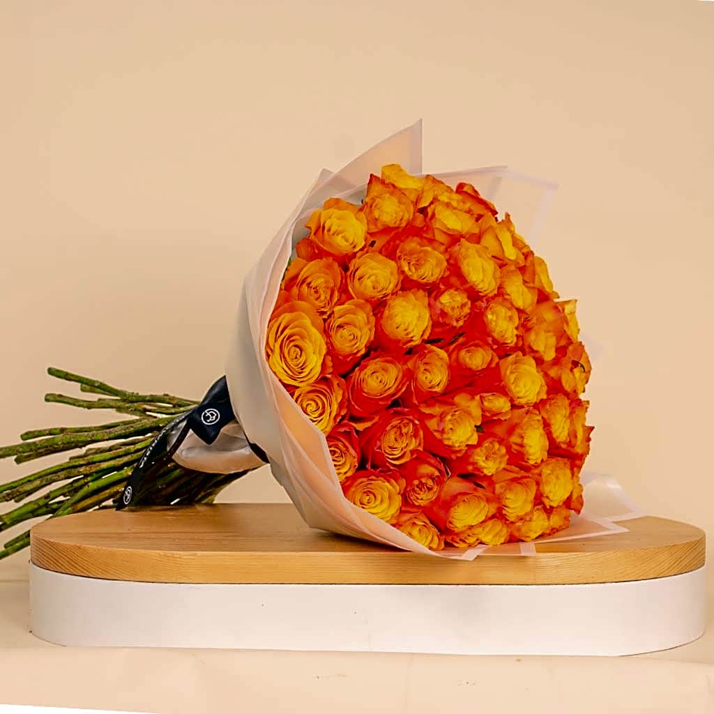 Hand Bouquet of 50 Orange Roses view 1