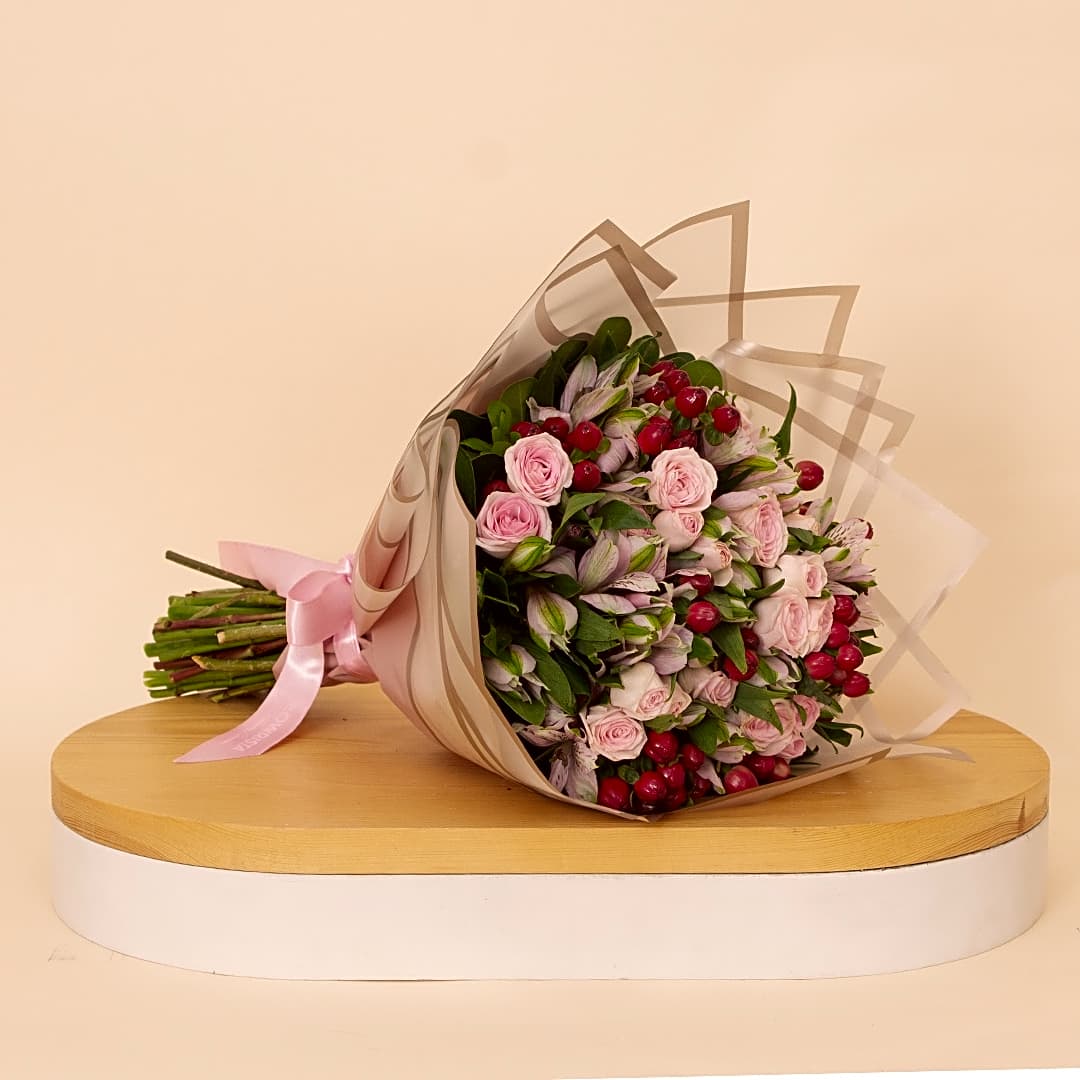 Flowrista | Pink Alstroemeria & Baby Rose Bouquet view 1
