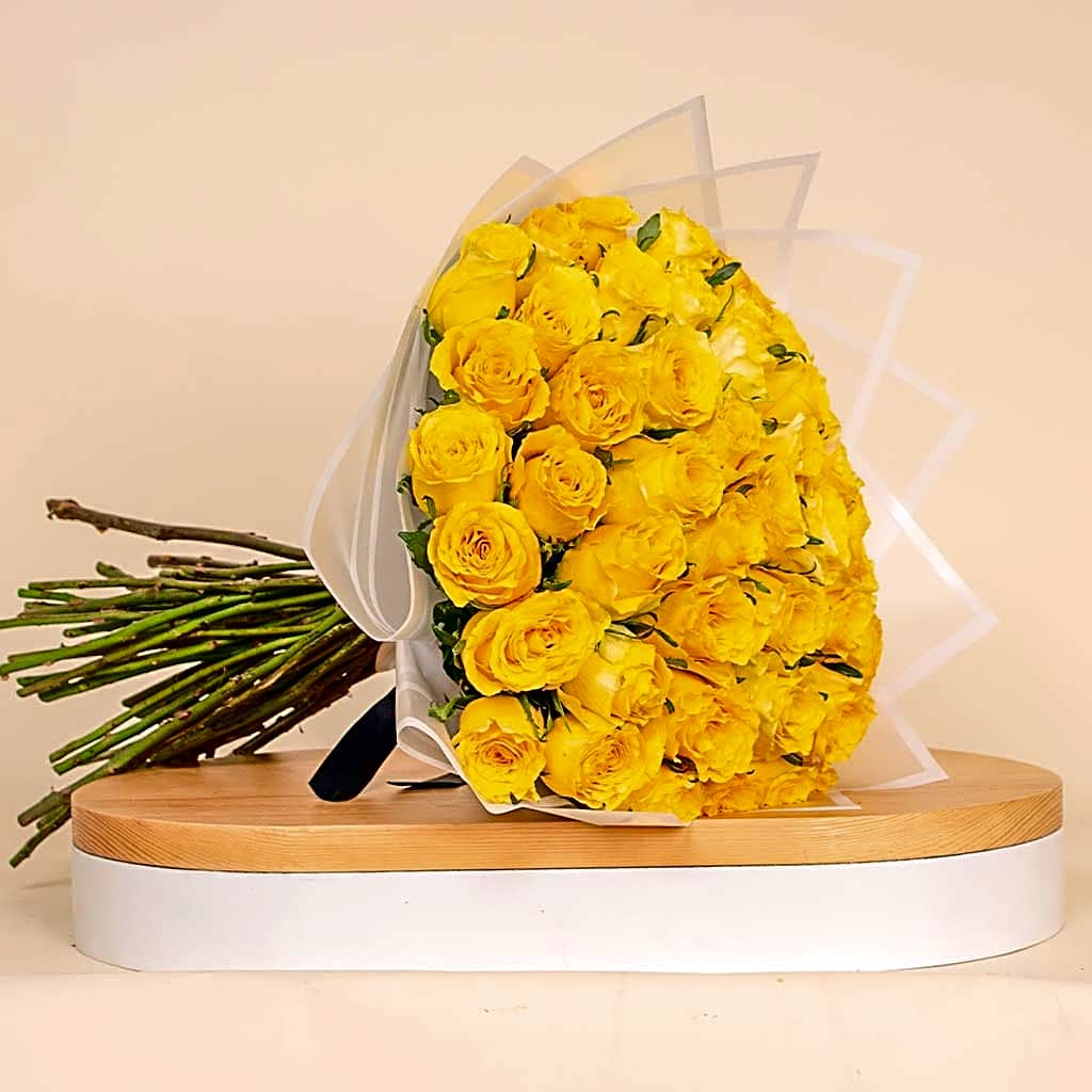 Hand Bouquet of 50 Yellow Roses view 1