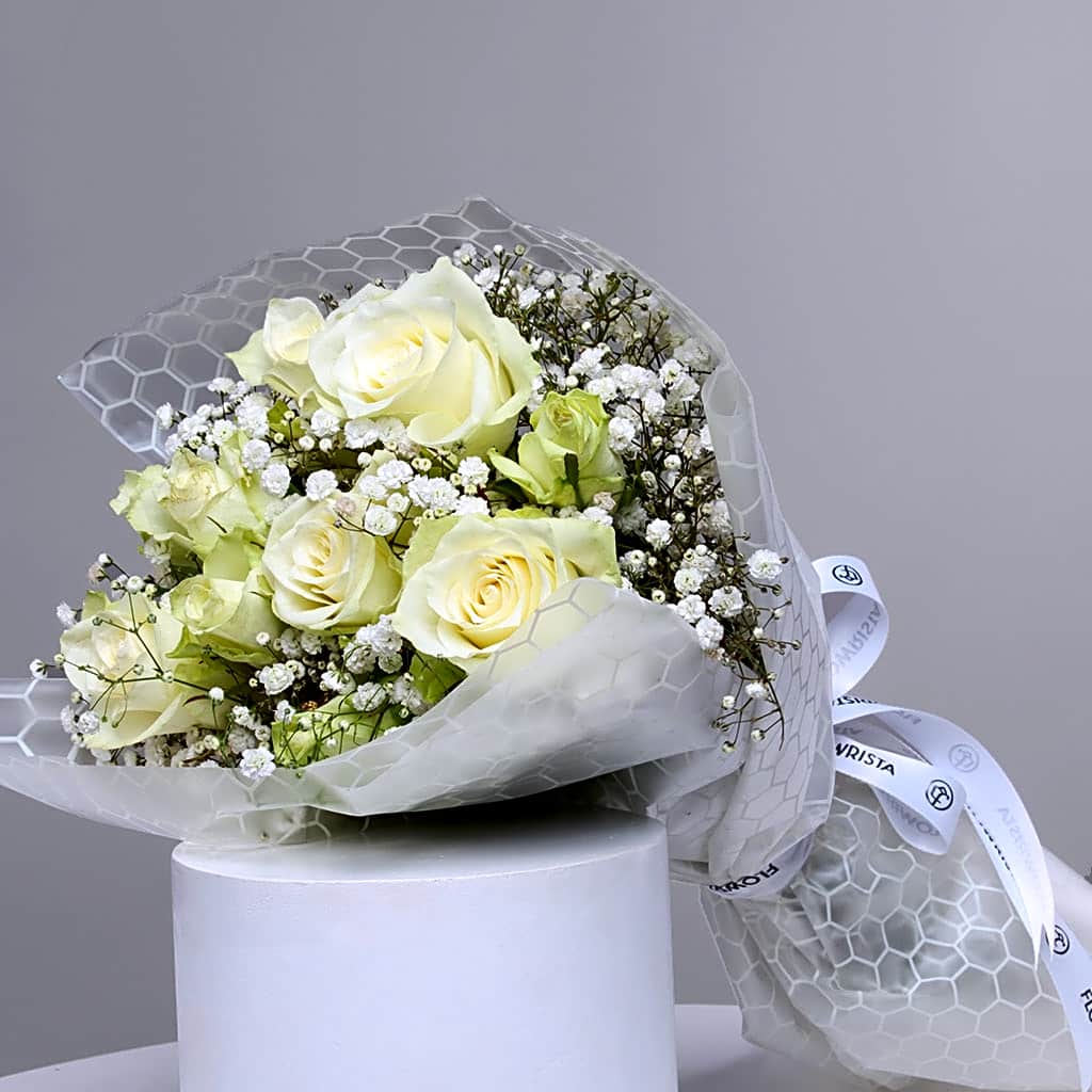 Timeless White Rose Bouquet view 1