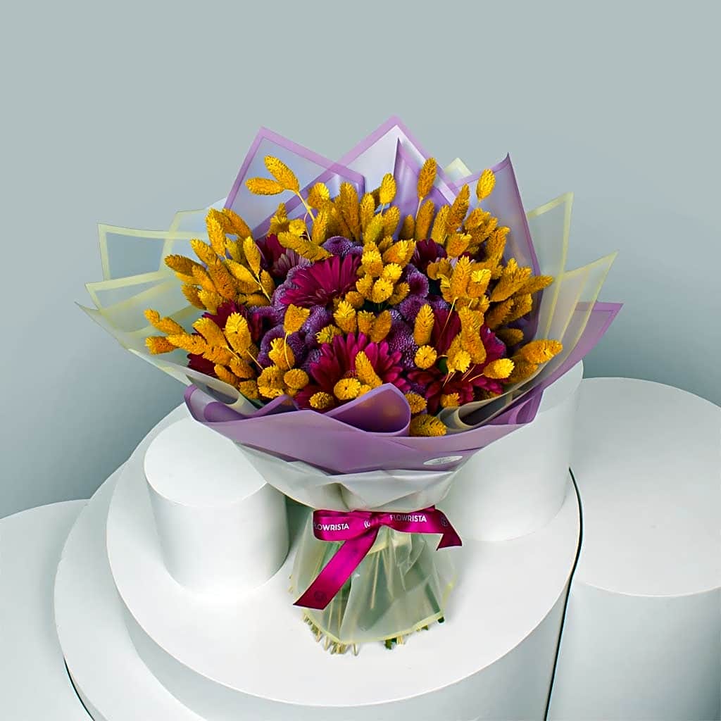 Gerbera & Lollipop Chrysanthemum Hand Bouquet view 1