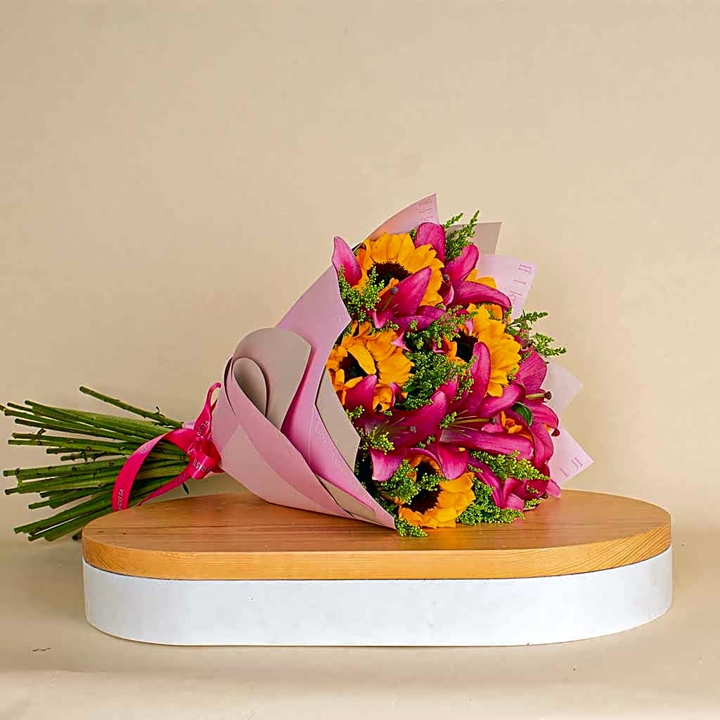 Sunflower & Lily Bouquet view 1