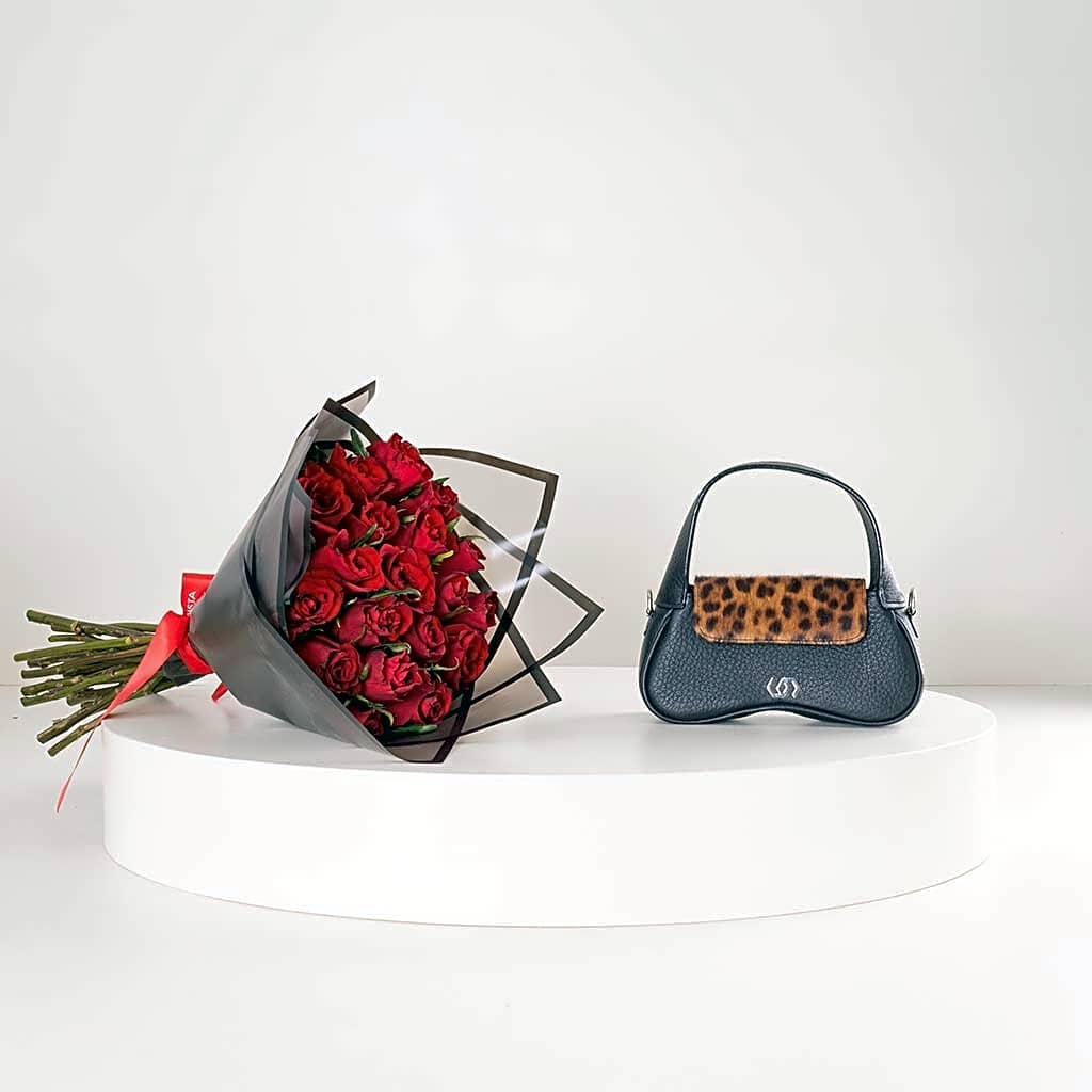 Cocan Black Tiger Bag & 20 Red Roses view 1