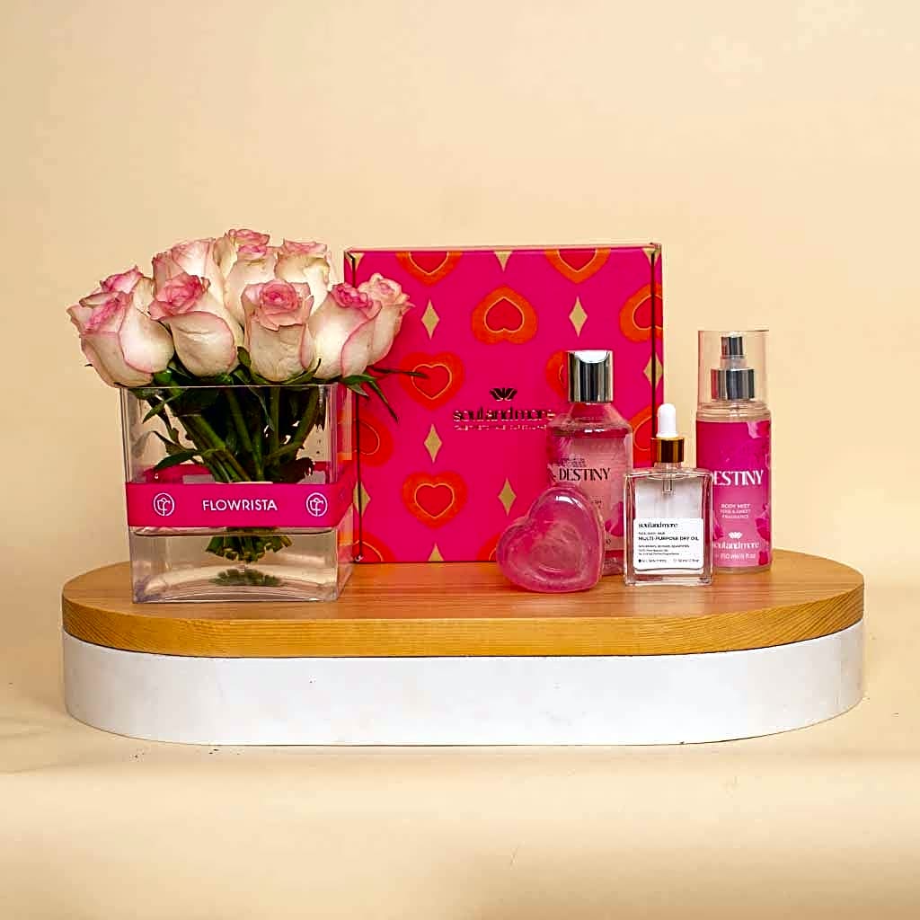 Soul And More Love Bundle & Pink 20 Roses Vase view 1