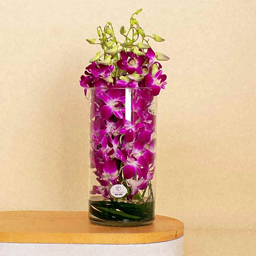 Baby Orchid Flower Vase - 10 Roses view 1