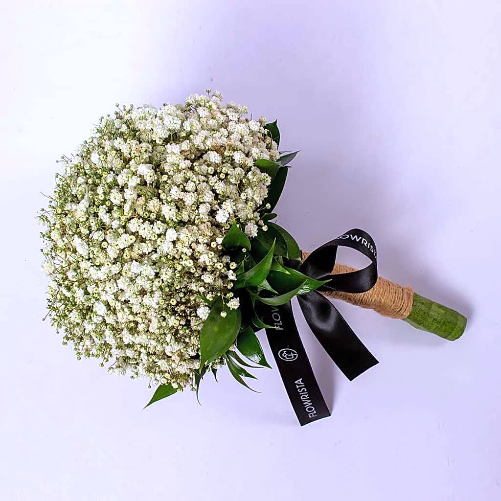 bridal bouquet of white flower& baby flower view 1