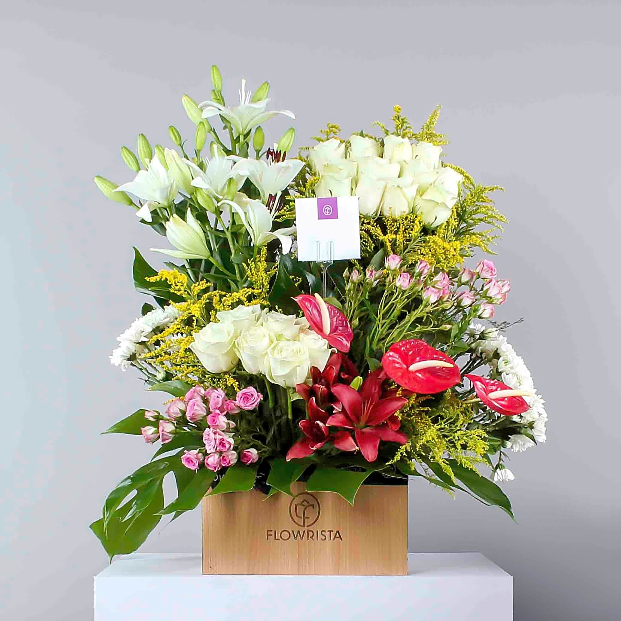 Mixed Flowers Wooden Box view 1