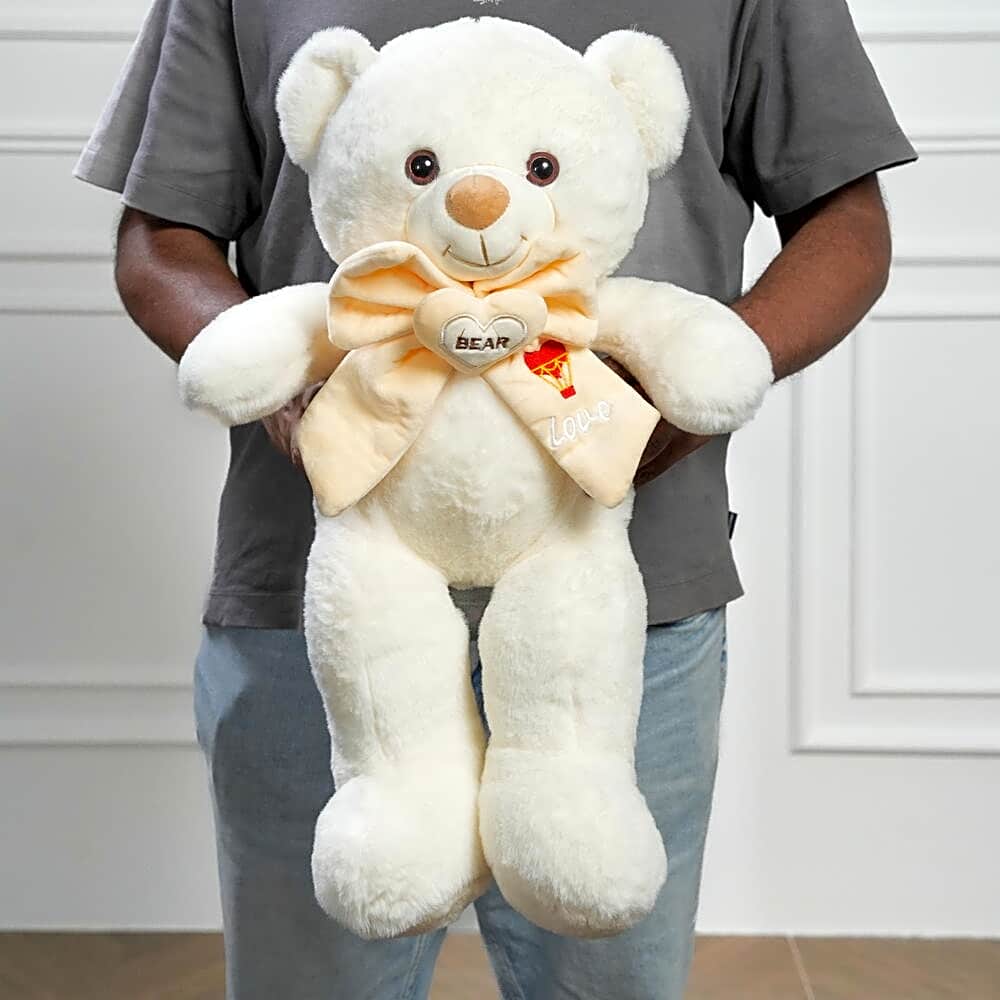 Off White Love Bow Teddy Bear 7486 view 1