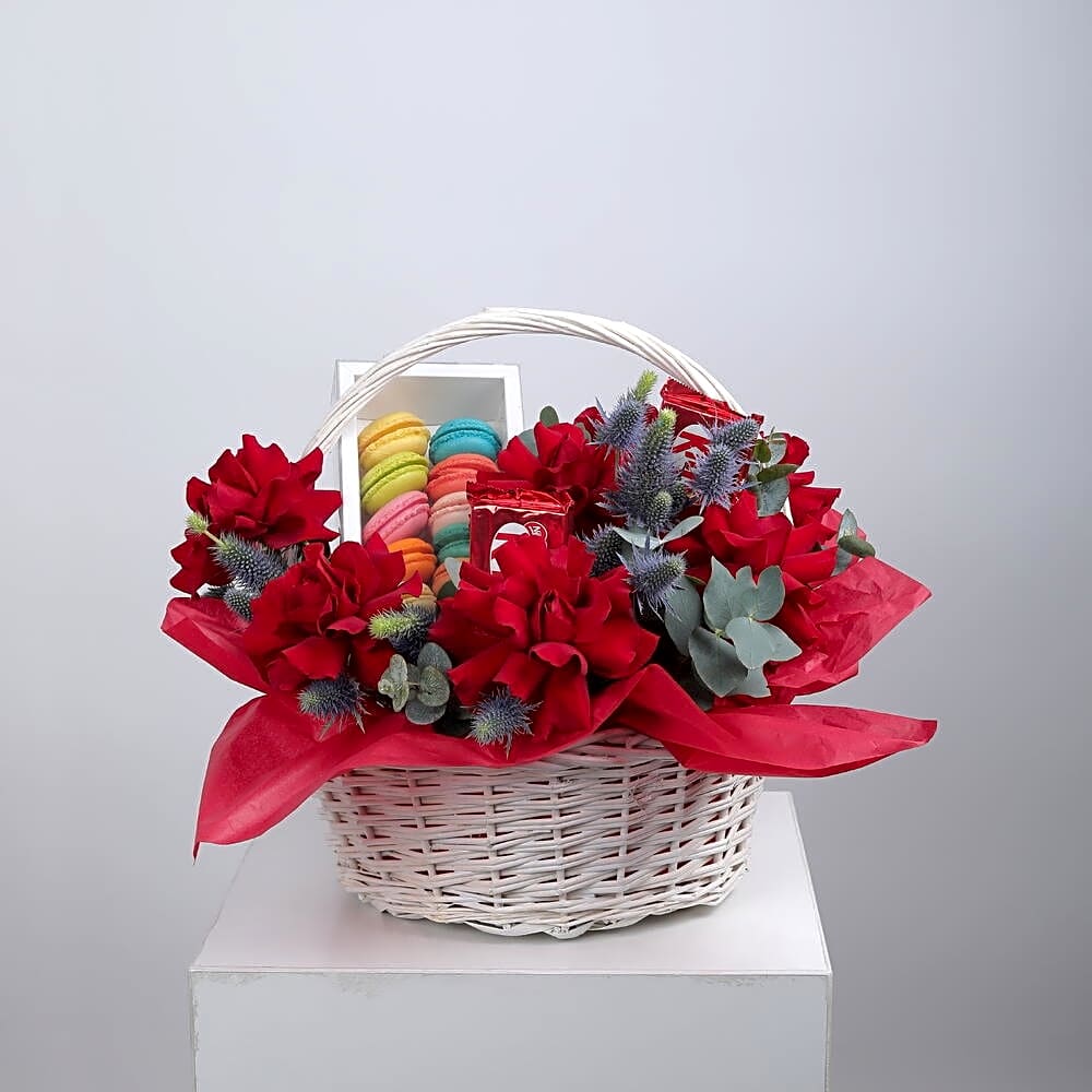 Red Blossom Macaron Basket 7284 view 1