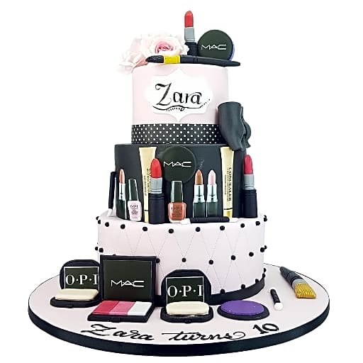 3 Tier Glam Chic MakeUp Cake view 1