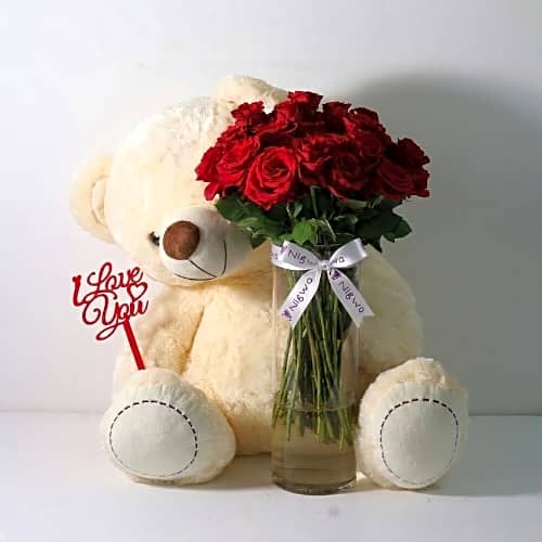Special Combo Teddy Bear $ Roses view 1