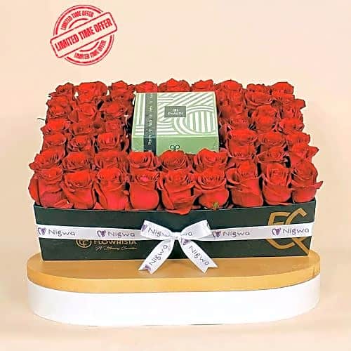 Valentine’s Gift – Patchi Chocolate & 53 Red Roses view 1