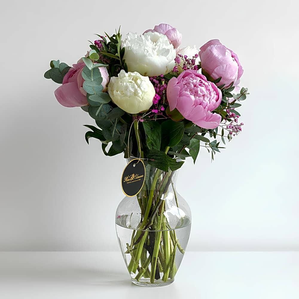 Full Bloomed Peonies in Vase view 1