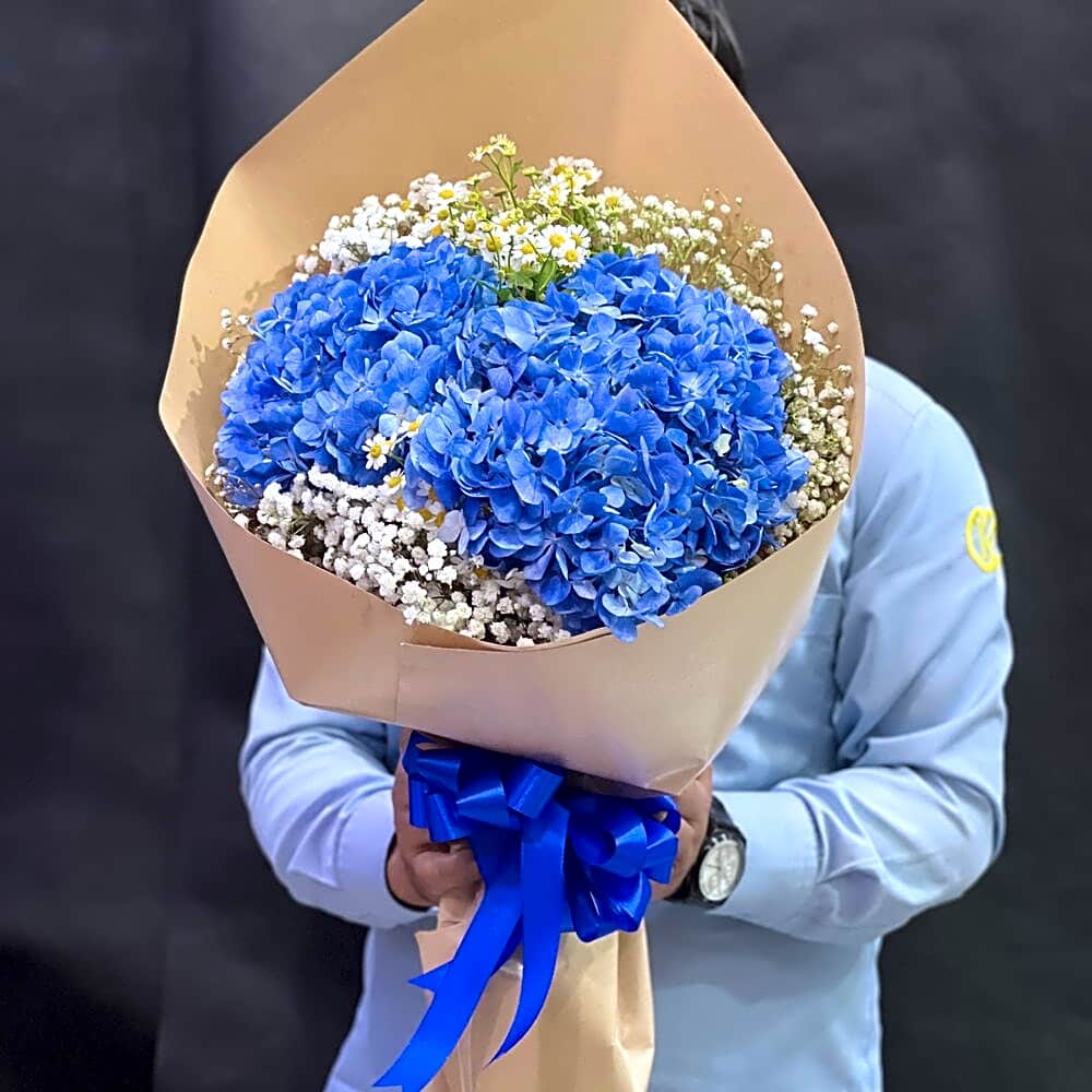 Blue Hydrangea Bouquet view 1