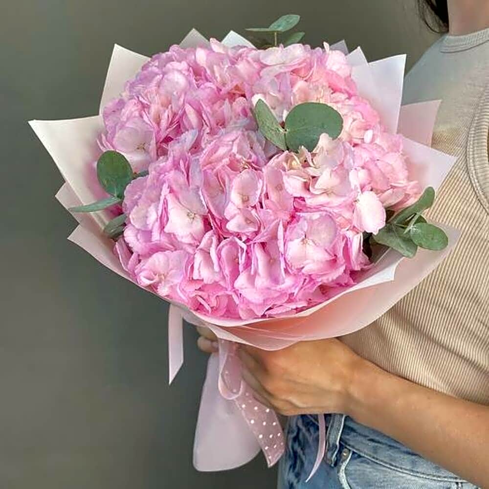 Blush Serenity: Pink Hydrangea Bouquet - 1974 view 1