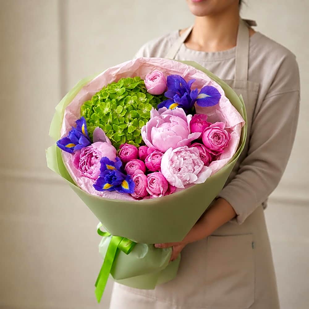 Hydrangea And Peony Classic Bouquet view 1