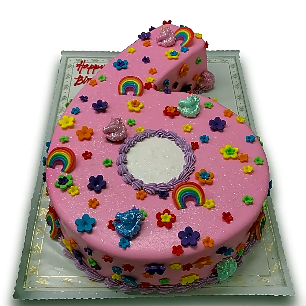 Number 6 Shaped Cake