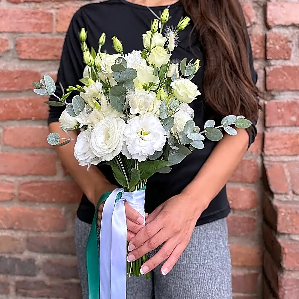 Wedding bouquet with white eustoma