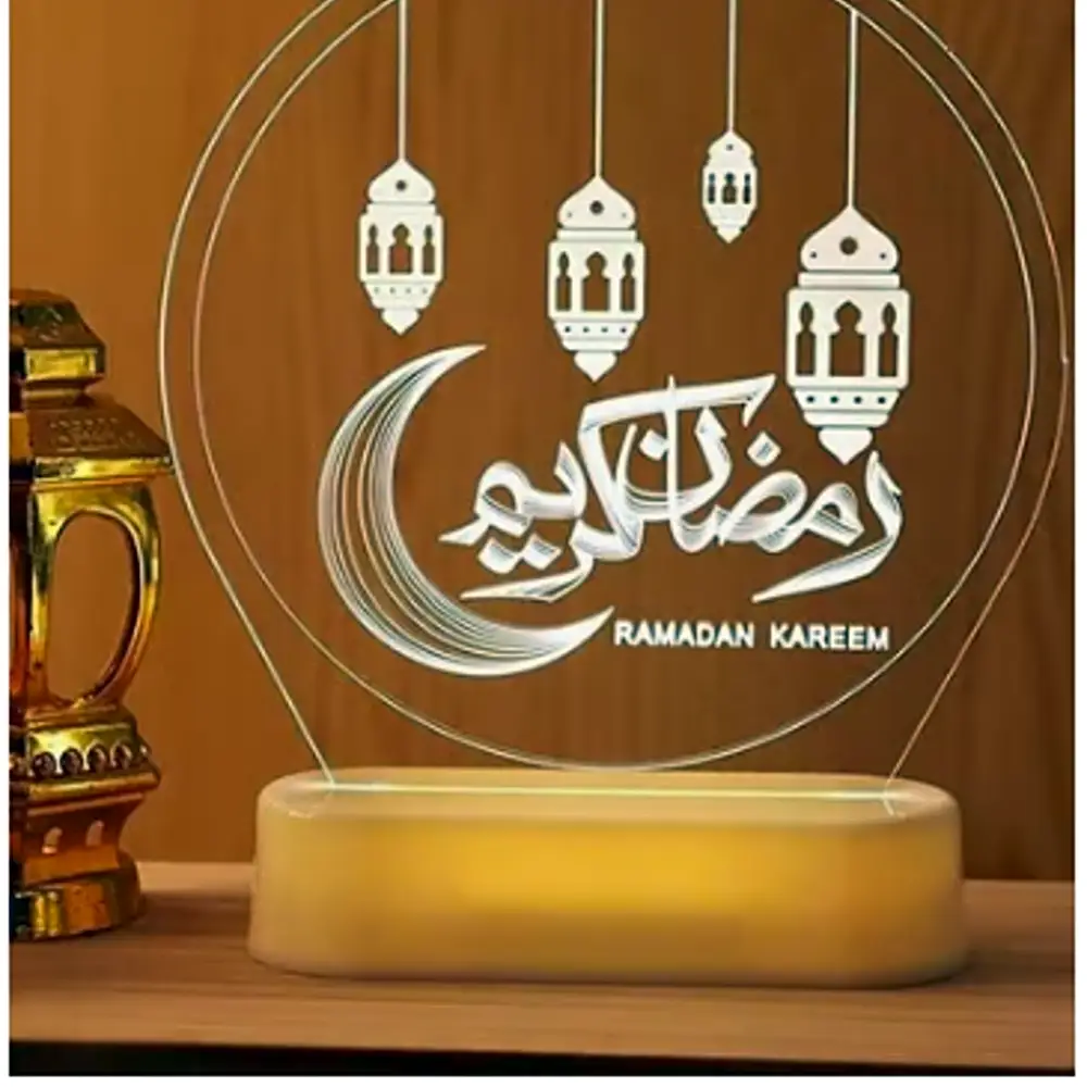 3D Ramadan Kareem Moon Star Moon Lamp Night Light Window Sucker Light Ramadan Decoration For Home Party Decor Ramdan Kareem k Night Light