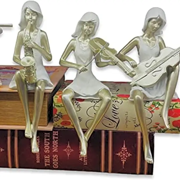 4 Pieces Player Sculpture Sitting Musicians Figurine set