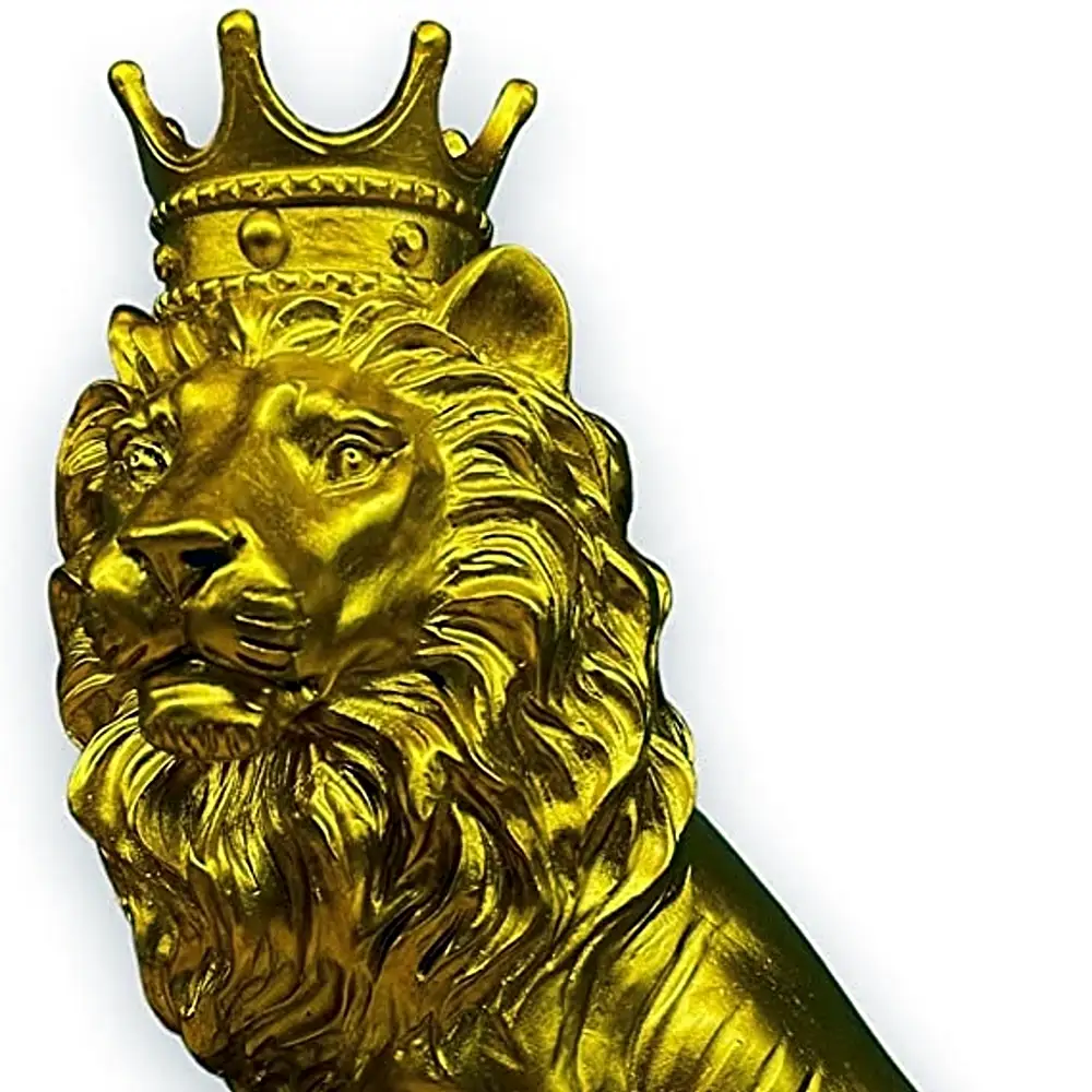Resin Lion Statue With Crown Wild Animal