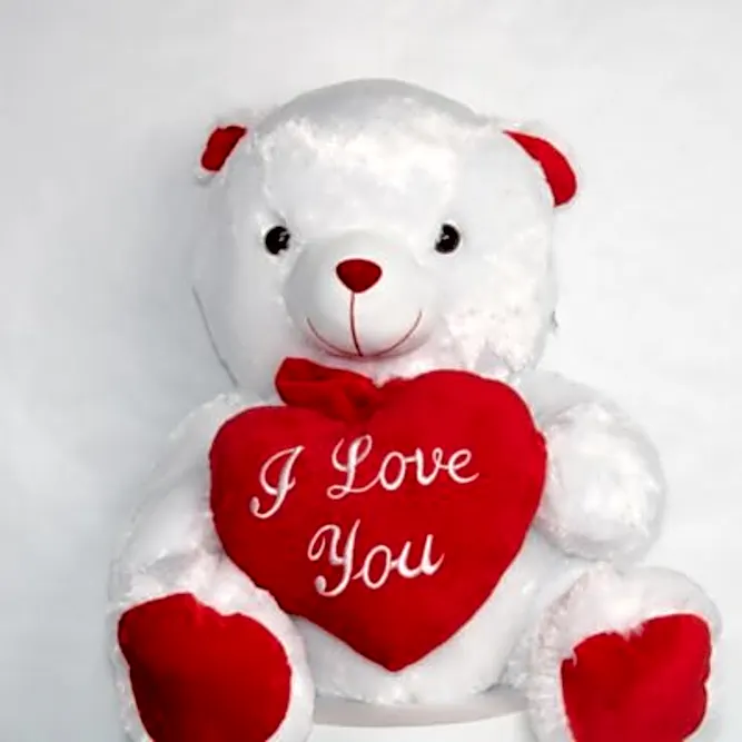 Teddy Bear White and Red Color