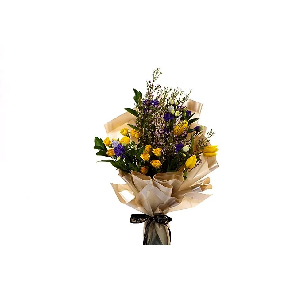 Hand Bouquet Spray Pink Yellow Purple.