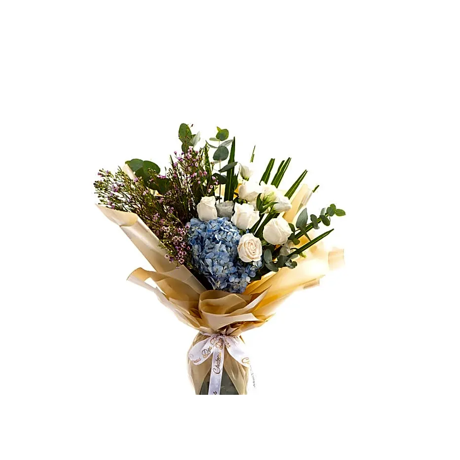 Blue hydrangea hand bouquet.