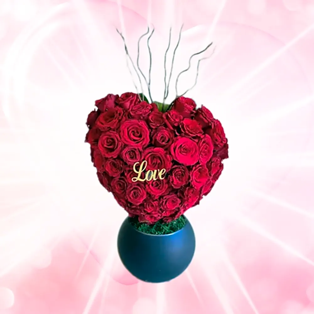 A love heart of natural roses