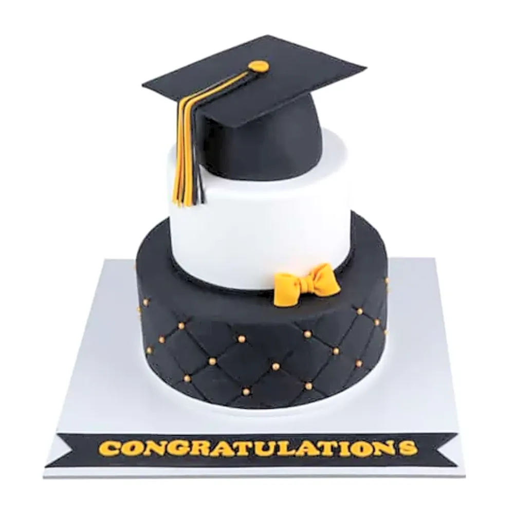 Classic Black & White Graduation Cake