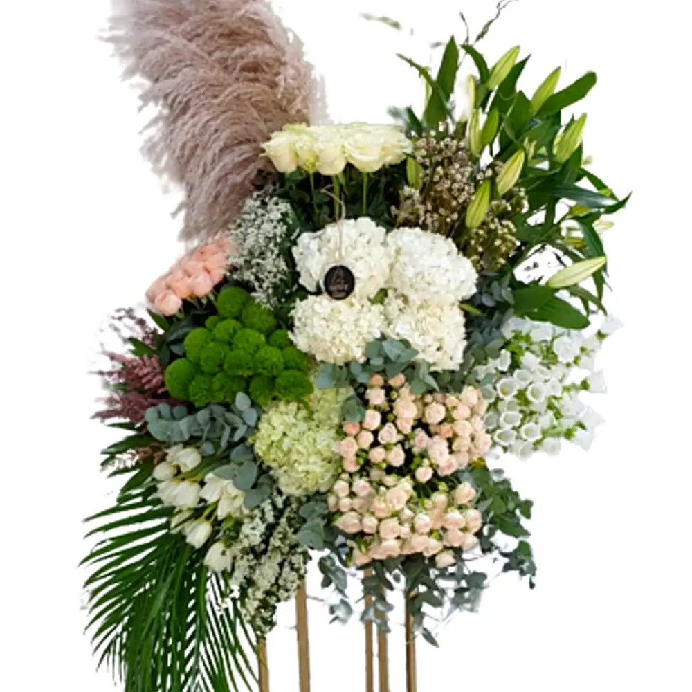 White Hydrangea and Lilies Stand