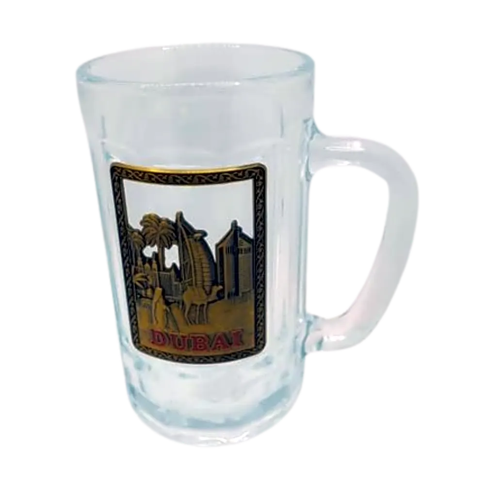 Glass cup with Dubai logo