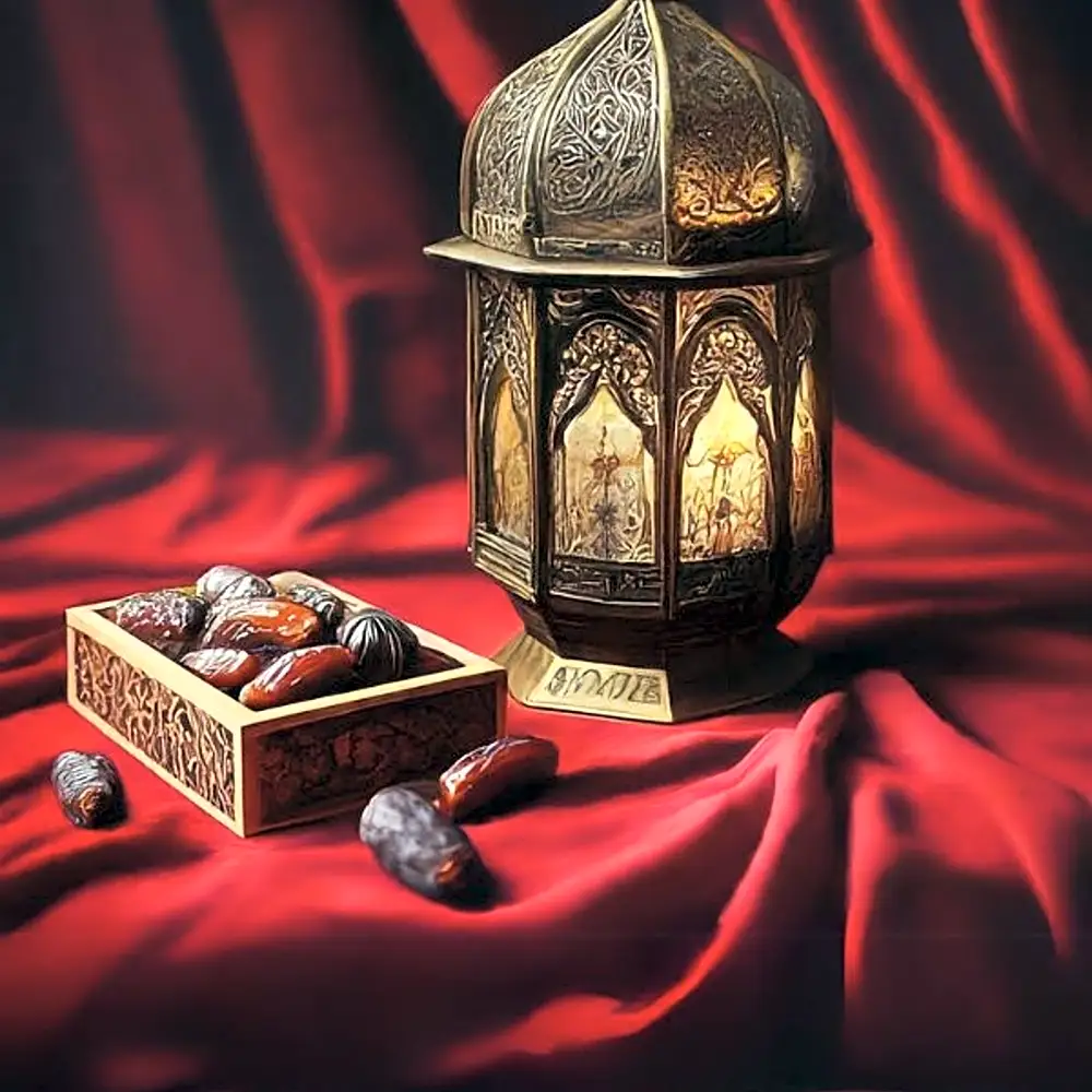 Metal Ramadan lantern& Gold Small Rectangle