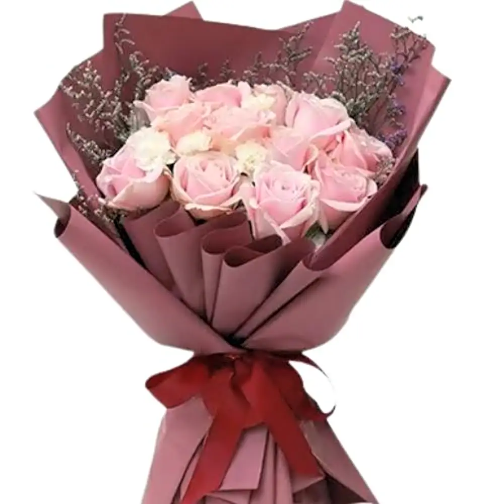Bouquet Of Pink Roses & White Chrysanthemums