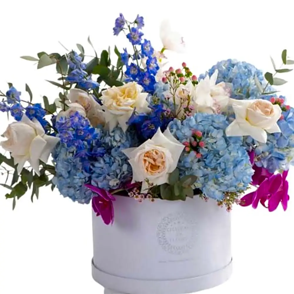 Box Flowers Purple Blue