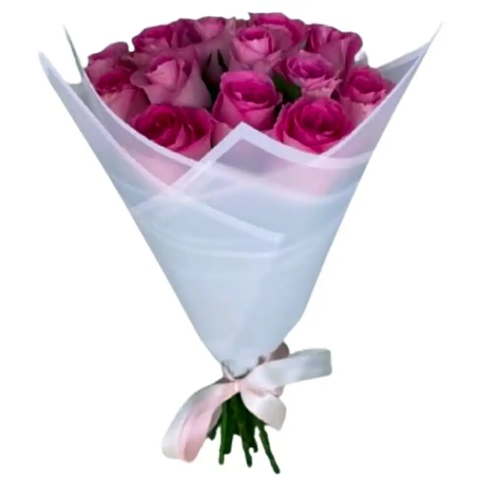 Rose flower bouquet with white wrapping
