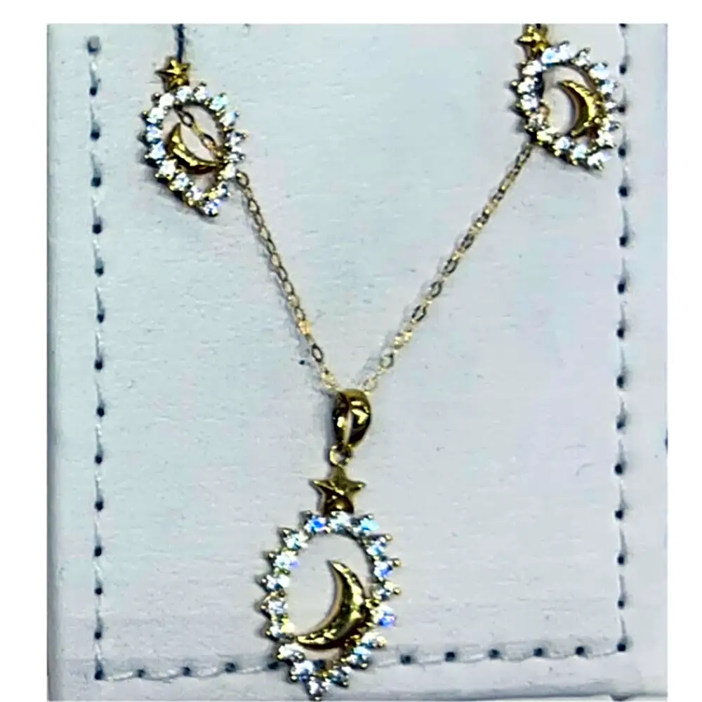 Chain with an oval pendant containing a crescent moon 2