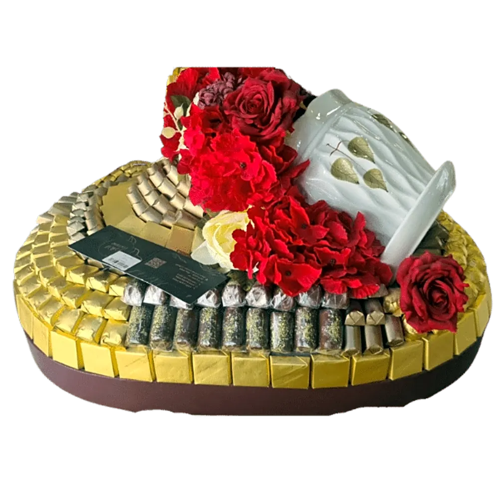 Belgian chocolate tray with flowers