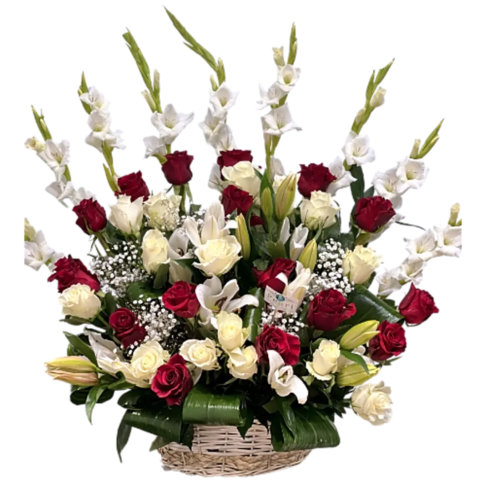 Red and White Flowers Basket Collection